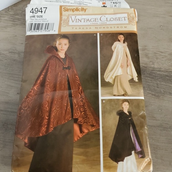 VTG  Halloween Costume Sewing Pattern Simplicity 4947/0502 One Sz Cape Open Cut - Picture 1 of 4